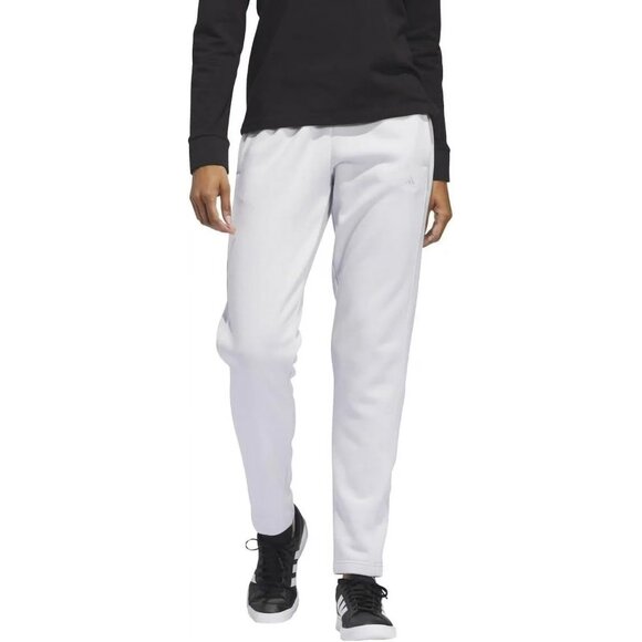 Adidas Women’s Relaxed Fit Taper Leg Fleece Pants Light Gray Size Small S NEW - Picture 1 of 3